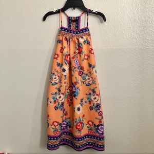 Orange floral razor back dress